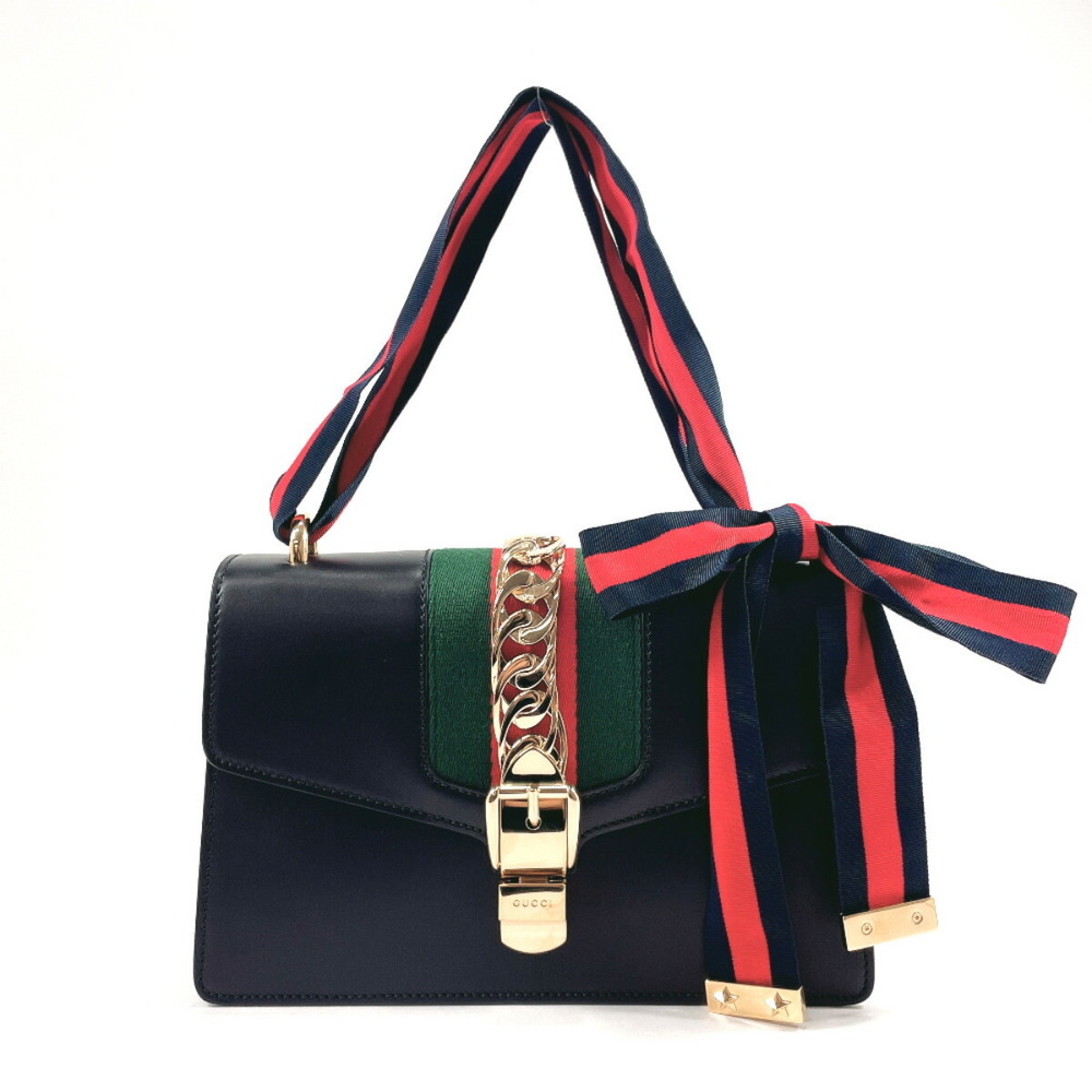 Gucci Leather Black Sylvie Sherry Line Small Handbag